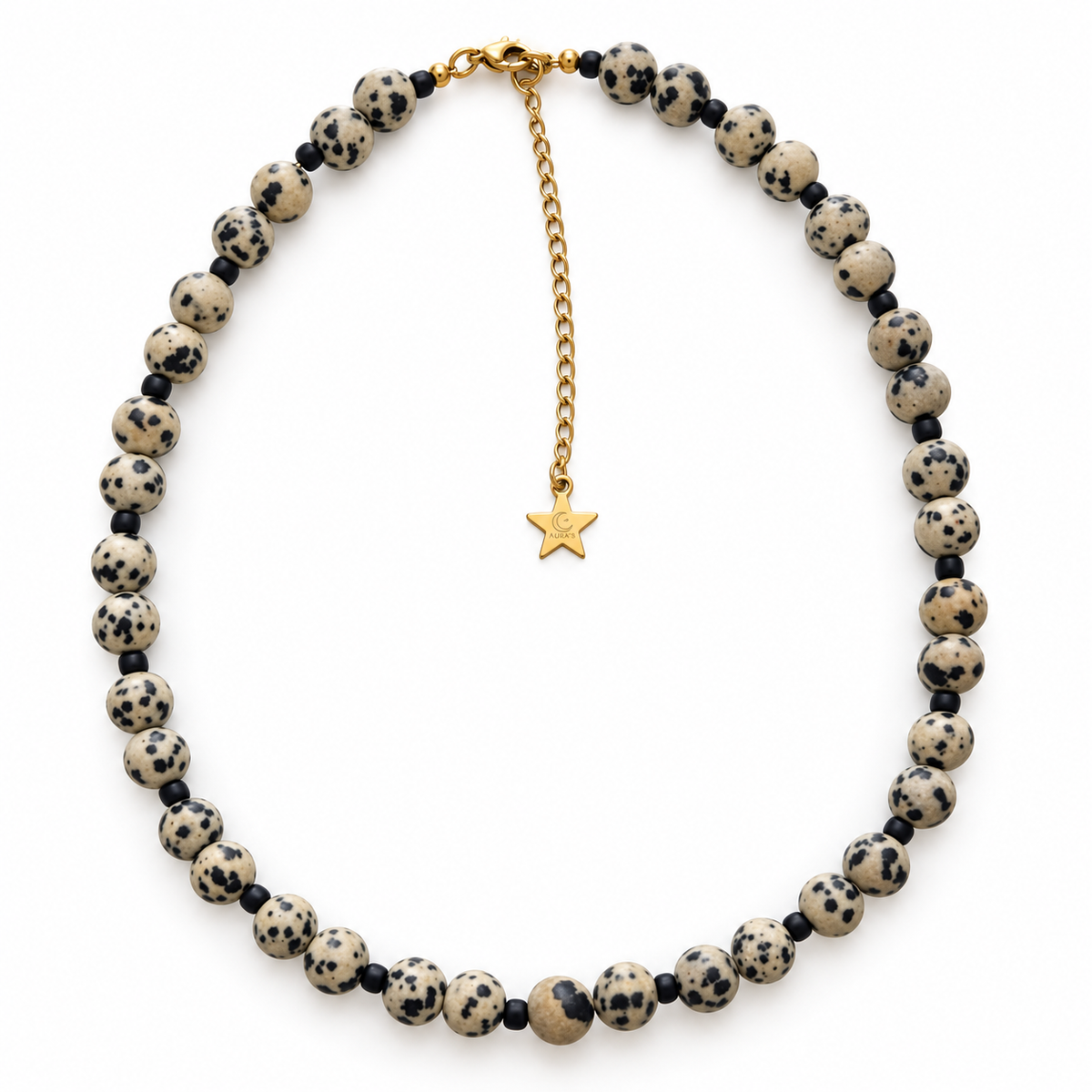 Collar Optimismo Beige | Jaspe Dálmata Natural Hecho a Mano