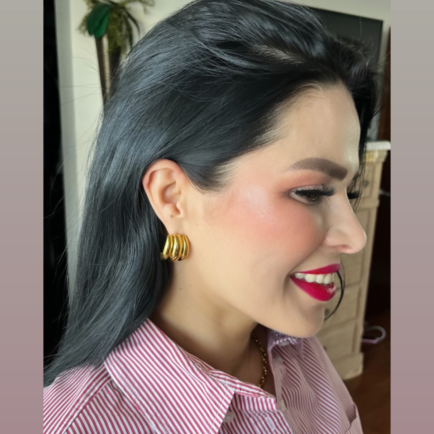 Aretes Bold Waves – Aros dorados gruesos de acero inoxidable