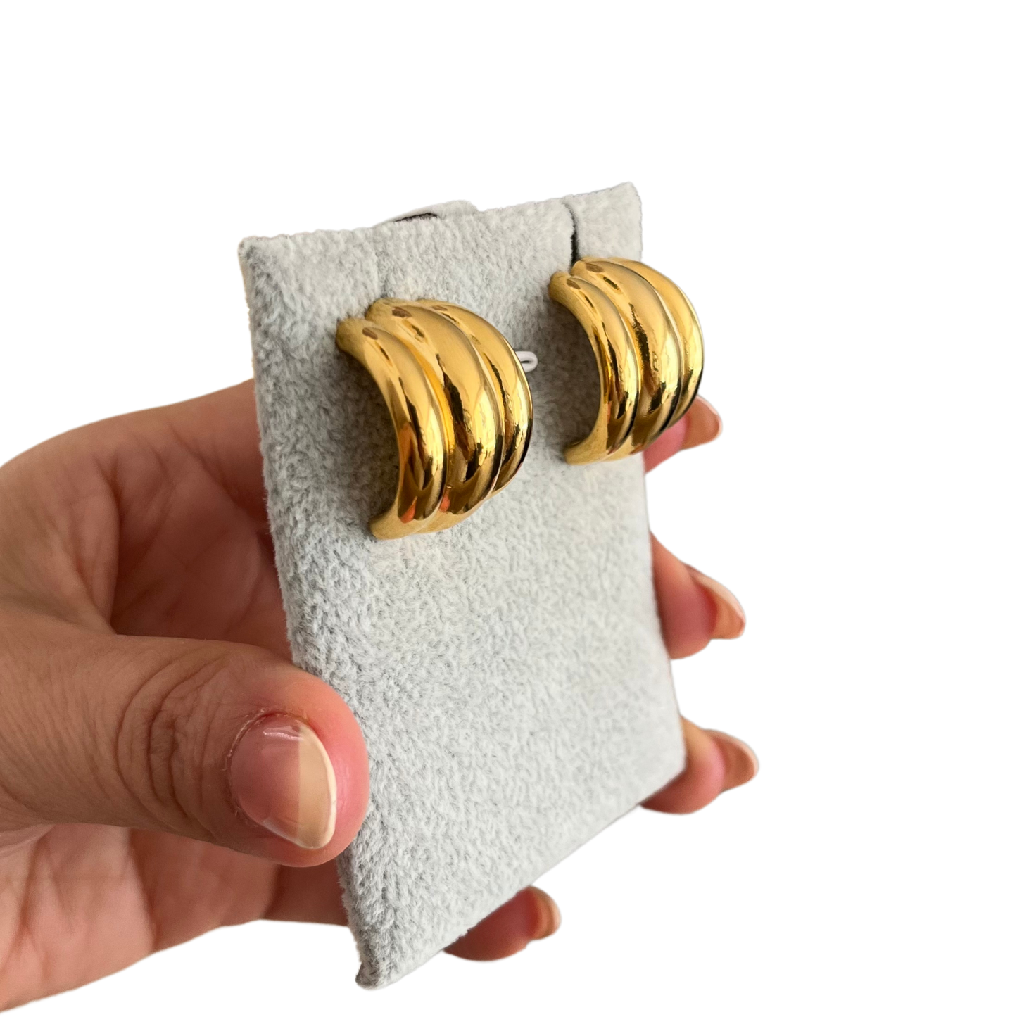 Aretes Bold Waves – Aros dorados gruesos de acero inoxidable