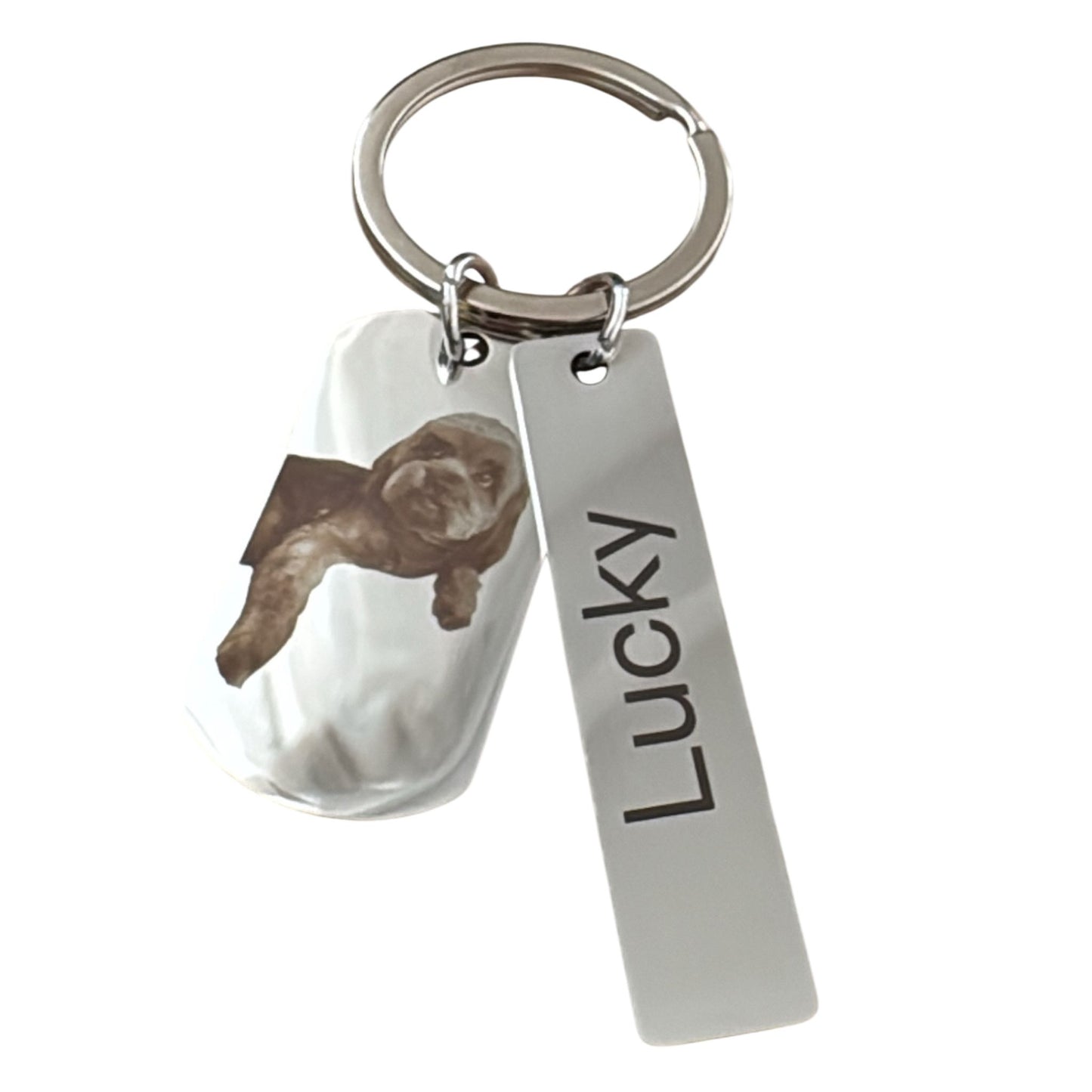 Llavero doble placa grabados – Personalizado con 2 grabados