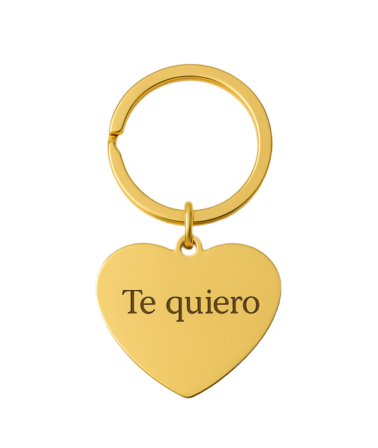 Asa dorada, Llavero corazón en acabado dorado y plateado con asa redonda. Ideal para personalizar con grabado láser.