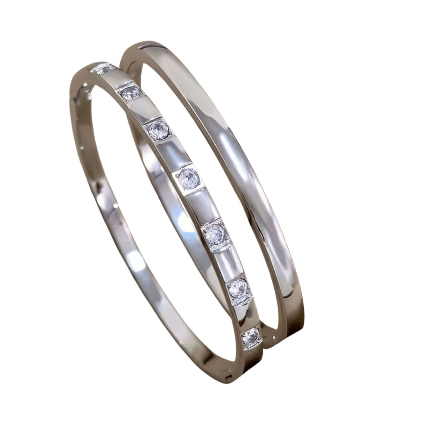 Juego de pulseras plateadas Aura’s elegantes y resistentes al agua