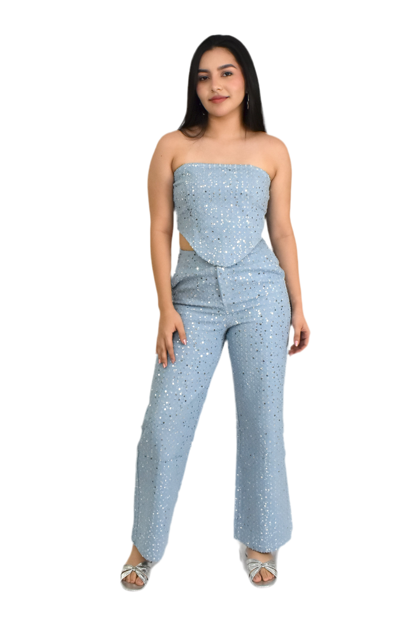 Conjunto - Top y Pantalón de Mezclilla Ligera para Mujer