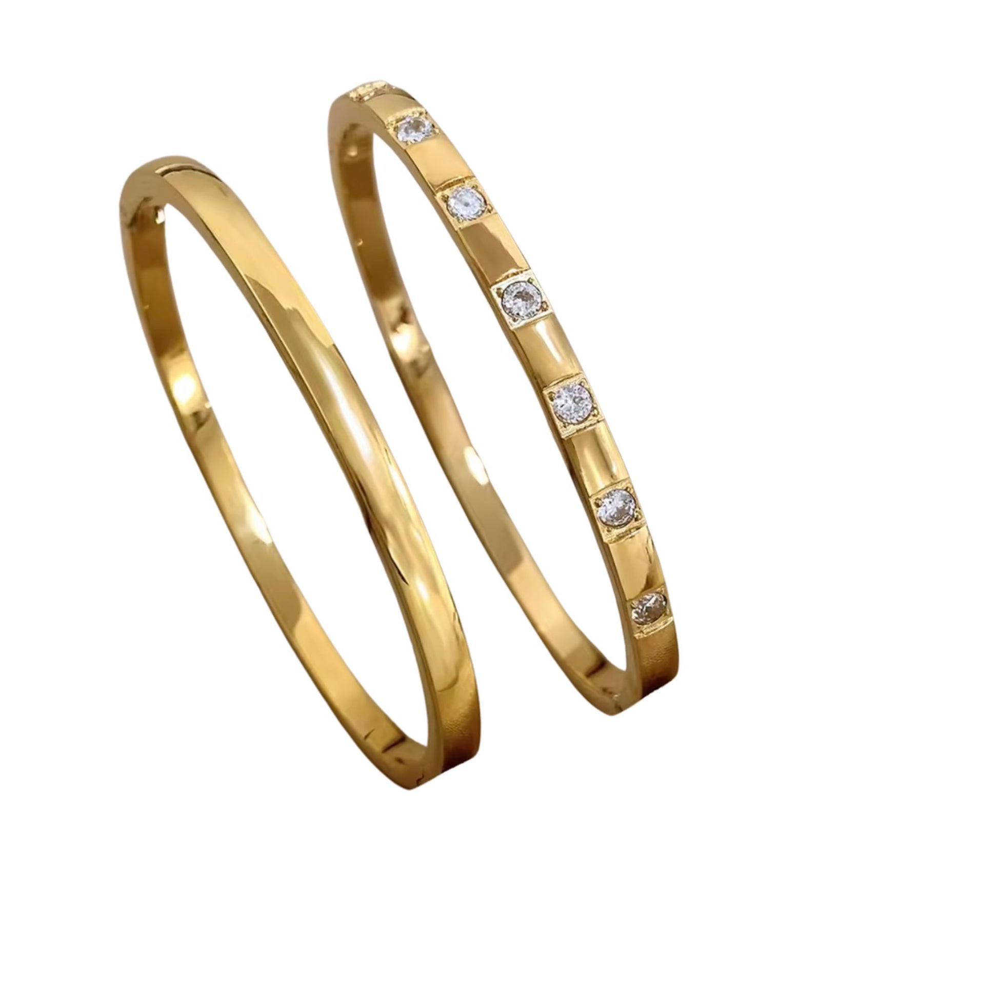 Set de brazaletes dorados con circonias Aura’s – joyería elegante y resistente al ag
