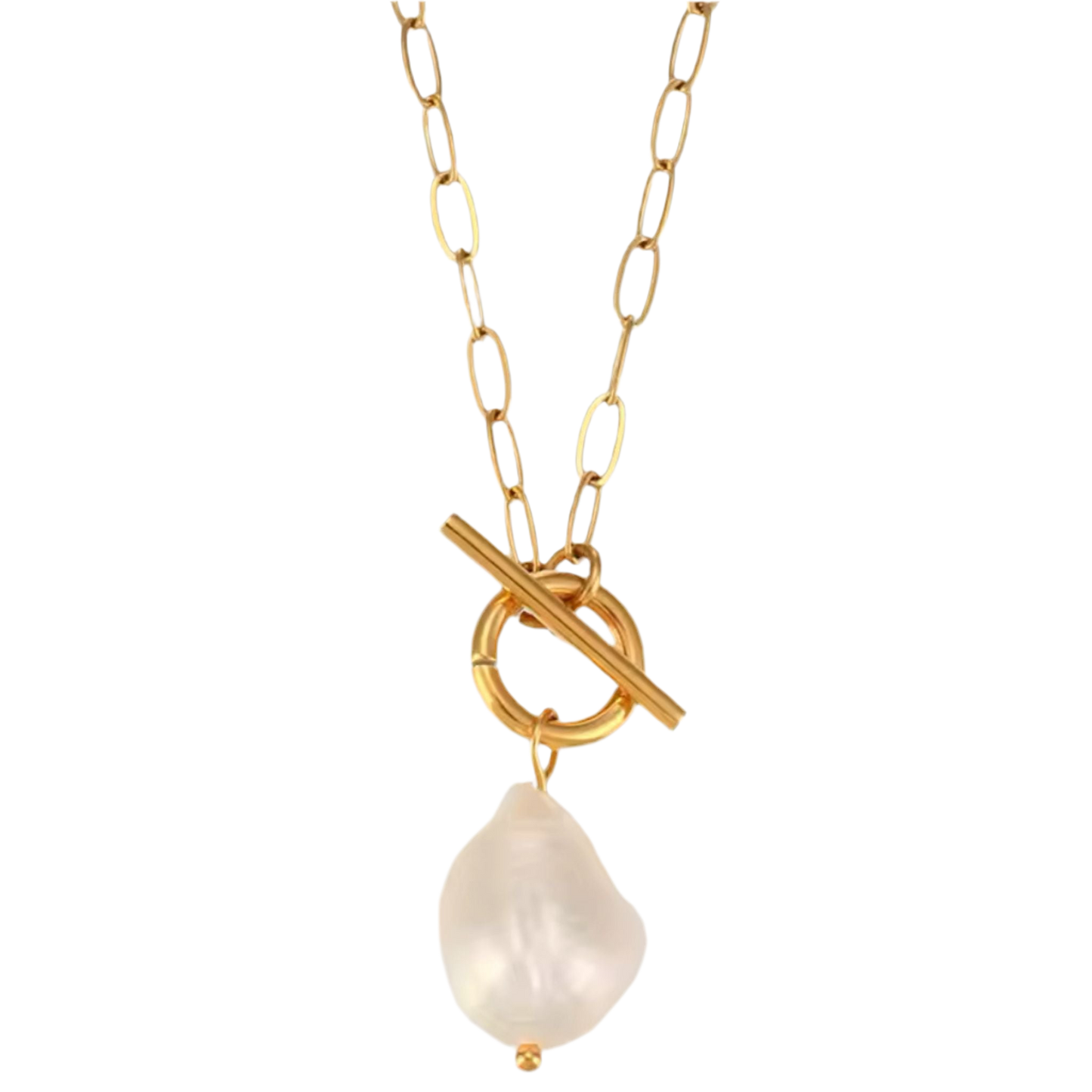 Collar Perla Mediana – Cadena Gruesa con Broche T Estilo Clásico