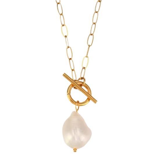 Collar Perla Mediana – Cadena Gruesa con Broche T Estilo Clásico