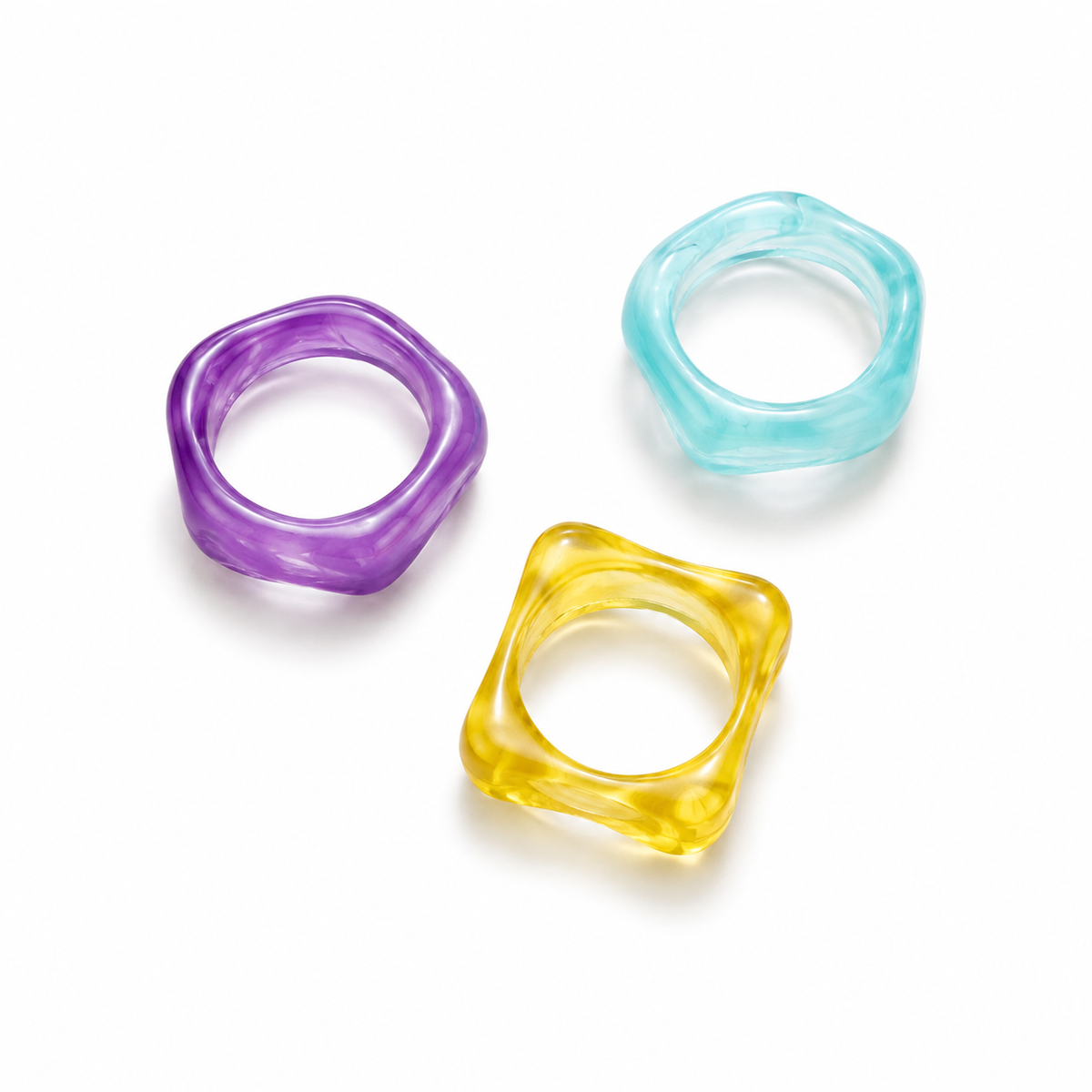Set de 3 Anillos de Resina Color Mix