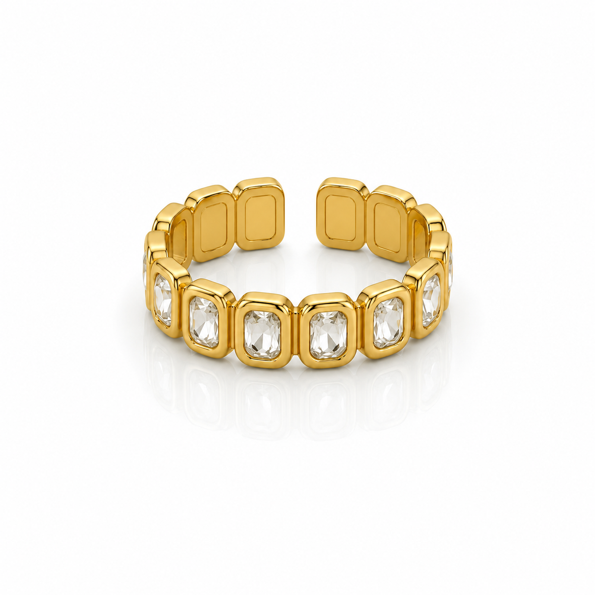 AURA Destello | Anillo Dorado Ajustable con Circones