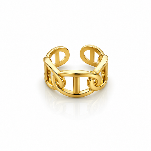 AURA Trama | Anillo Dorado Ancho y Ajustable
