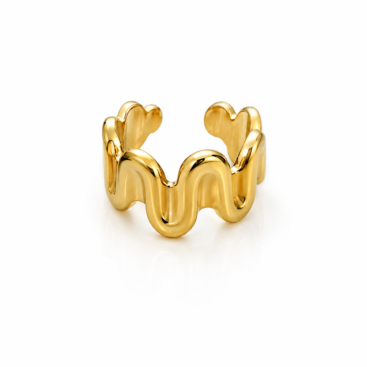 AURA Irregular | Anillo Dorado Ajustable de Acero Inoxidable