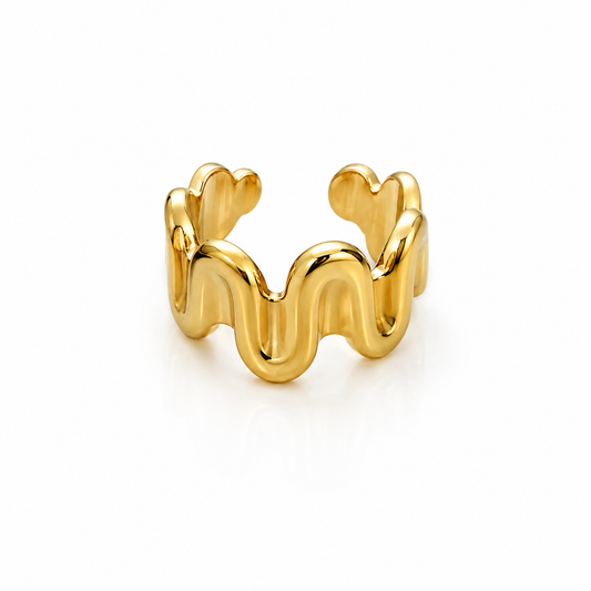 AURA Irregular | Anillo Dorado Ajustable de Acero Inoxidable