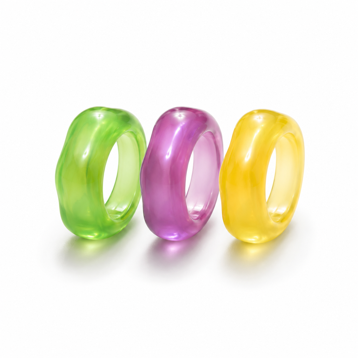 Set de 3 Anillos de Resina Color Mix