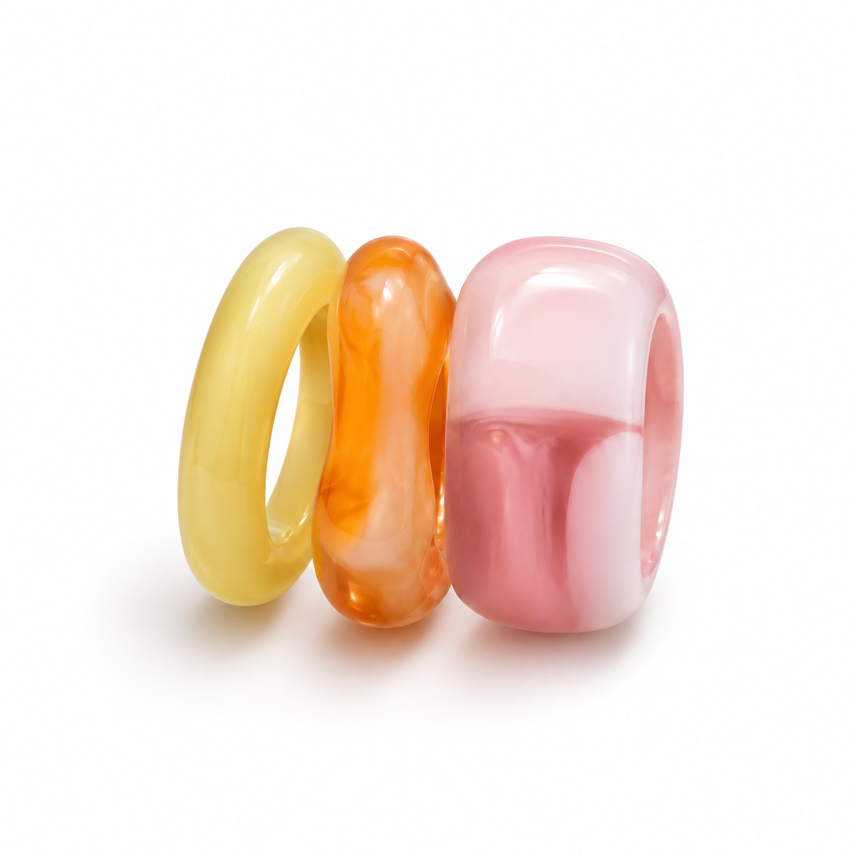 Set de 3 Anillos de Resina Color Mix