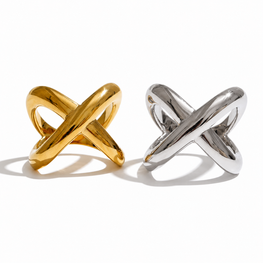 AURA Nexo | Anillo Dorado y Plateado de Acero Inoxidable