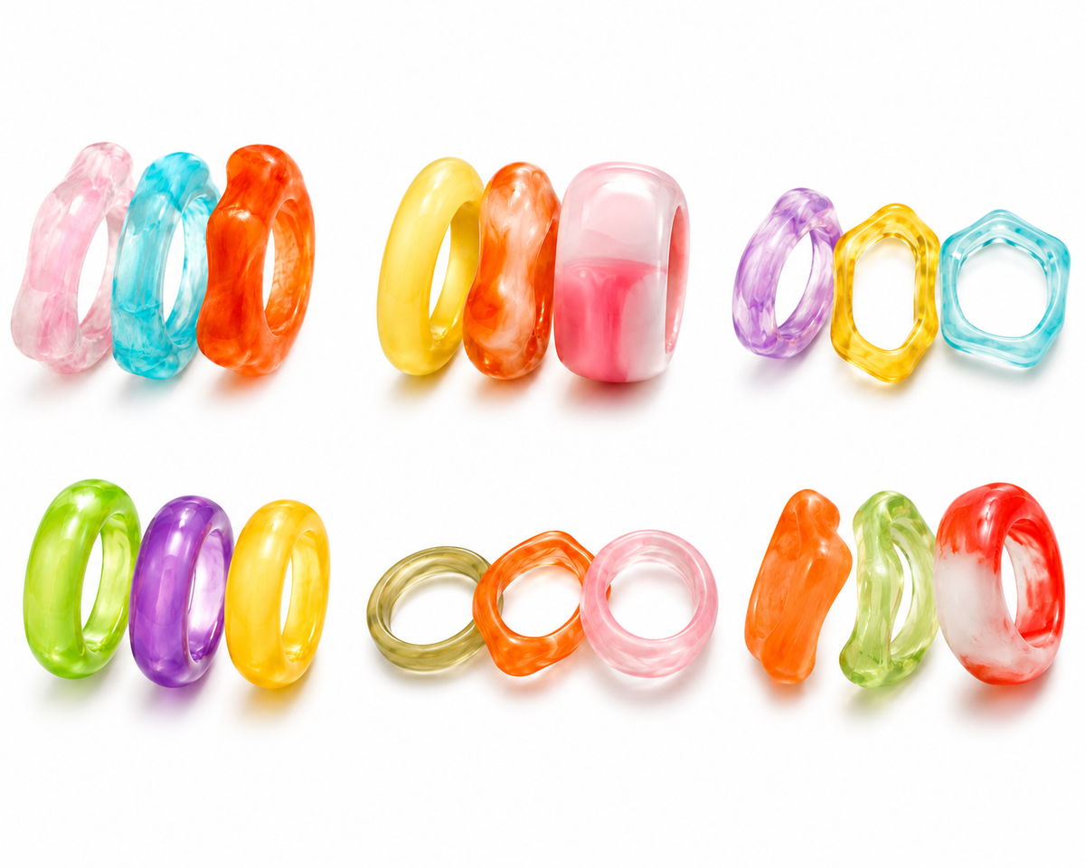 Set de 3 Anillos de Resina Color Mix