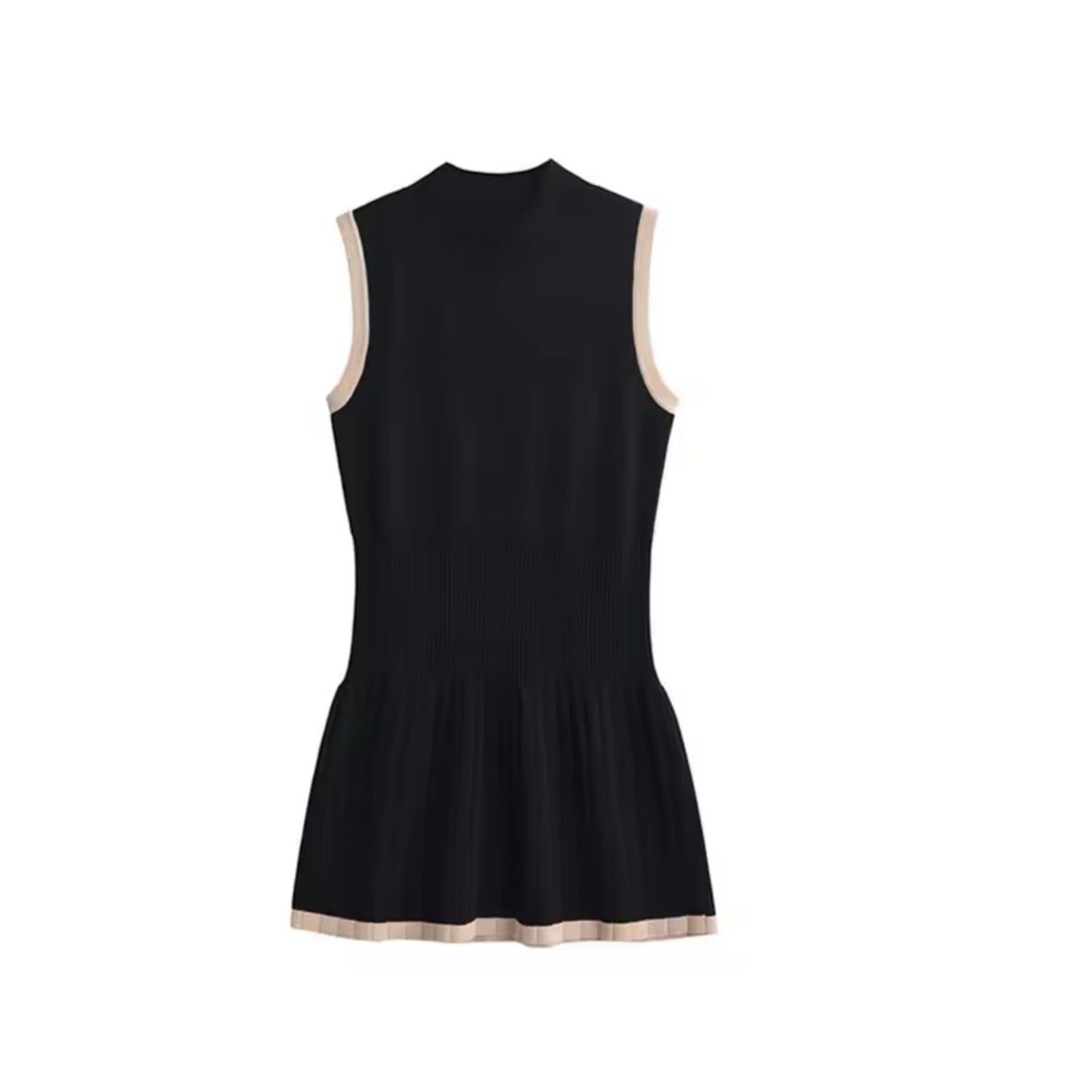 Vestido Negro con Detalles en Contraste para Mujer
