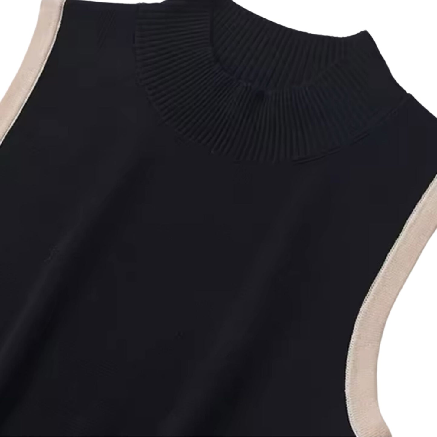 Vestido Negro con Detalles en Contraste para Mujer
