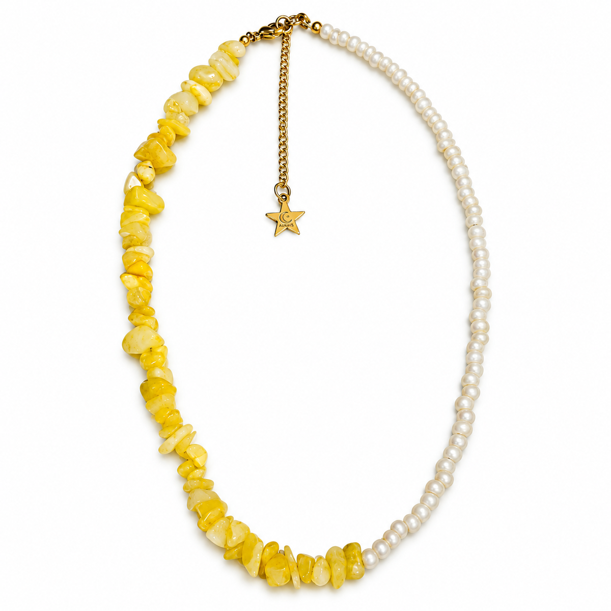 Collar Abundancia Amarillo | Jade y Perlas de Río