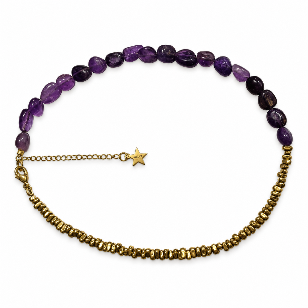 Collar Intuición Morado y Dorado | Amatista y Acerina