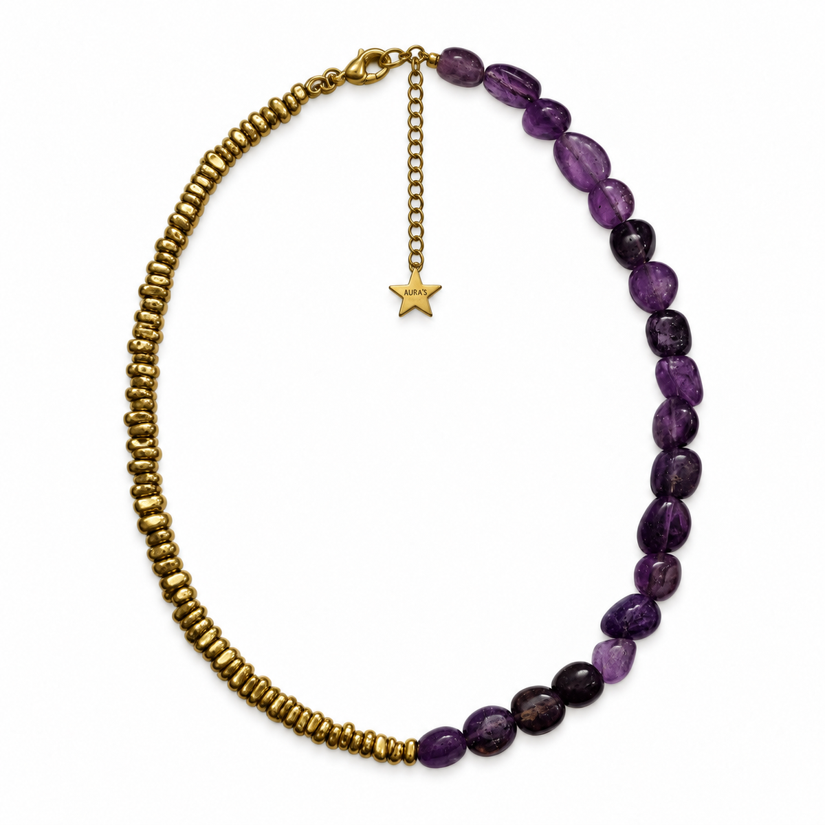 Collar Intuición Morado y Dorado | Amatista y Acerina