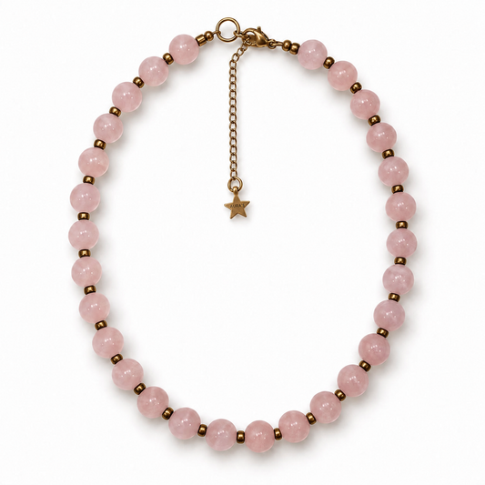Collar Amor Propio Rosa | Cuarzo Rosa Ajustable