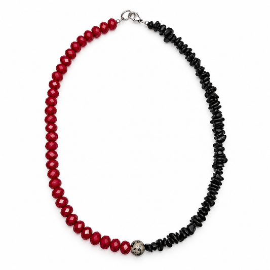 Collar Fortaleza de Obsidiana y Jaspe Dálmata | AURA’S