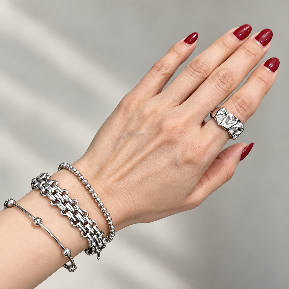 AURA Lien | Anillo Orgánico Ajustable de Acero Inoxidable