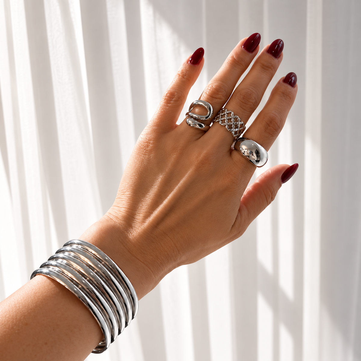 AURA Ondra | Anillo Orgánico Ajustable de Acero Inoxidable.