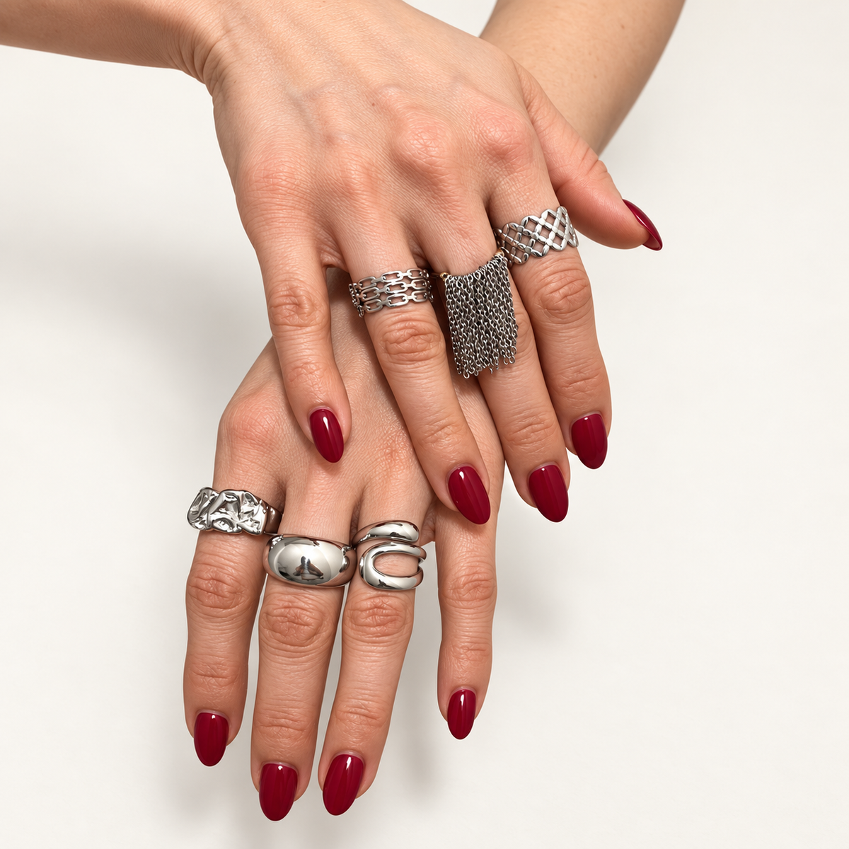 AURA Cascada | Anillo Bicolor Ajustable con Cadenas