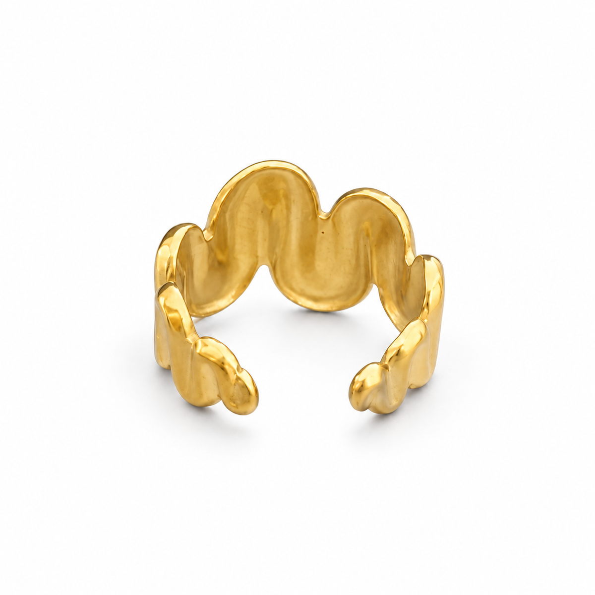 AURA Irregular | Anillo Dorado Ajustable de Acero Inoxidable