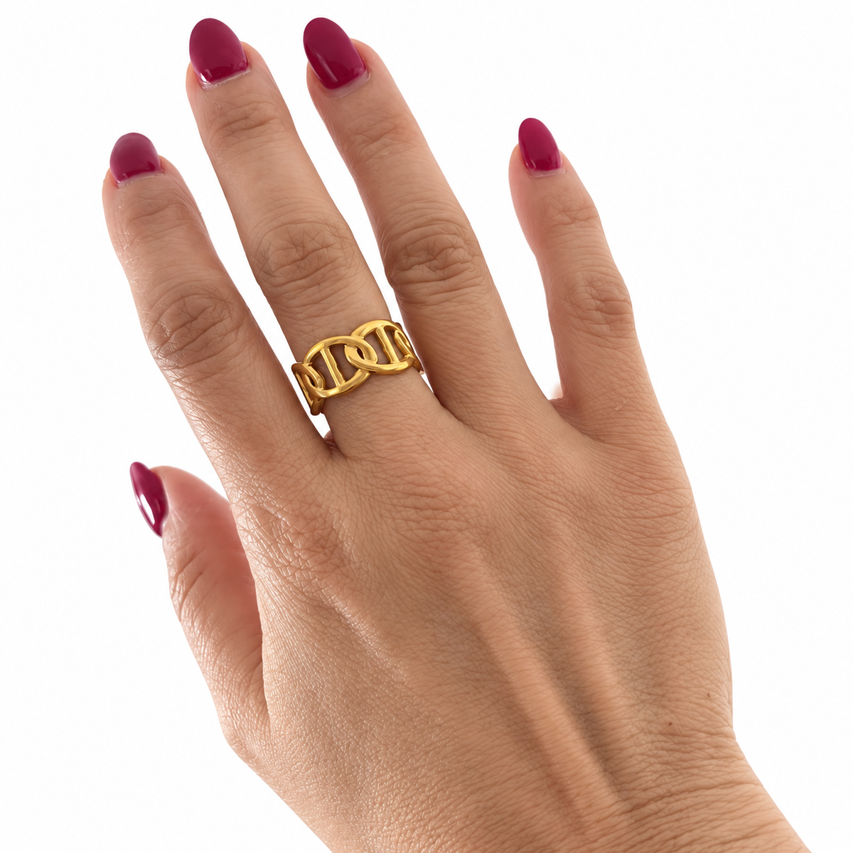 AURA Trama | Anillo Dorado Ancho y Ajustable