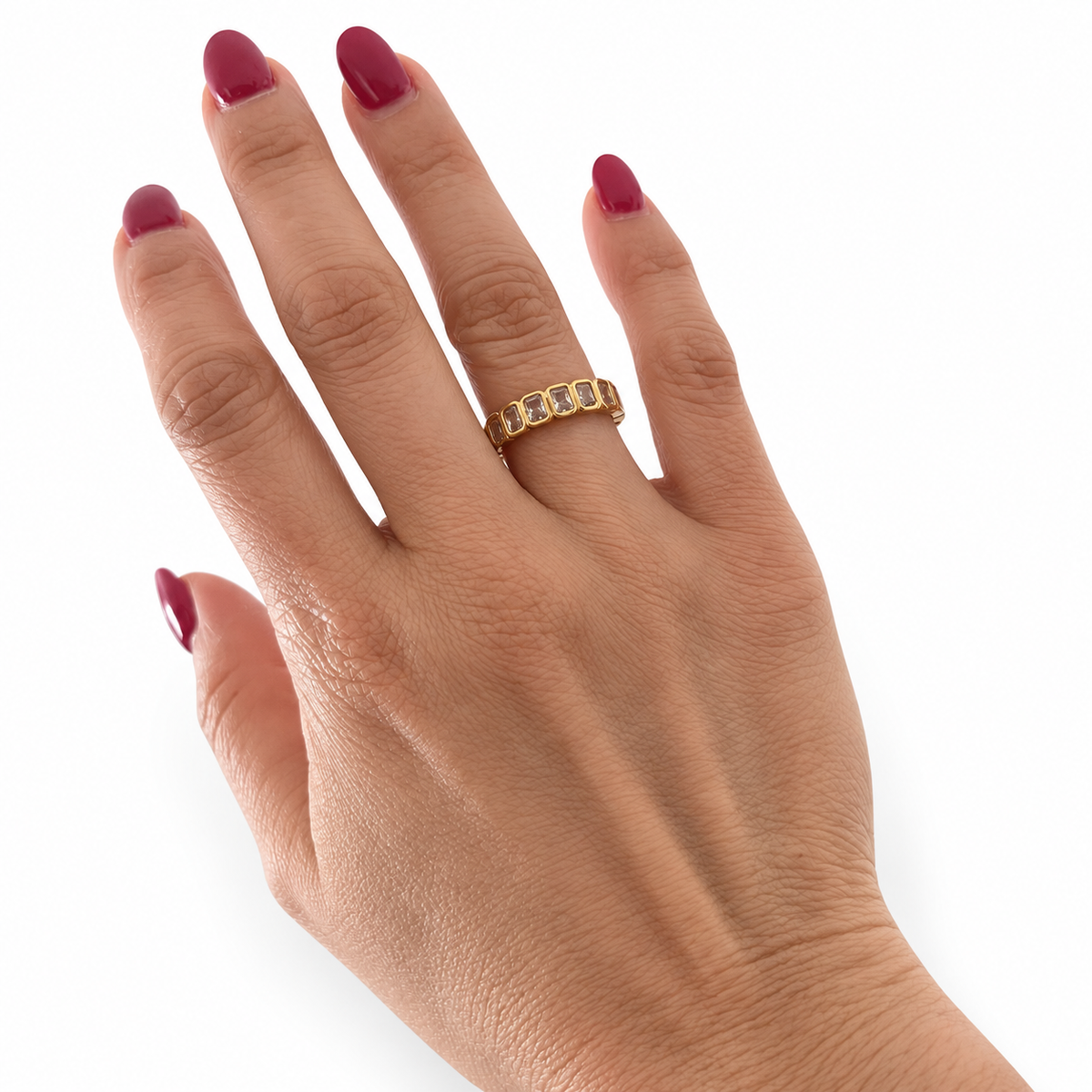AURA Destello | Anillo Dorado Ajustable con Circones