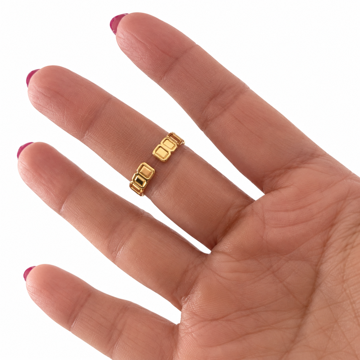 AURA Destello | Anillo Dorado Ajustable con Circones