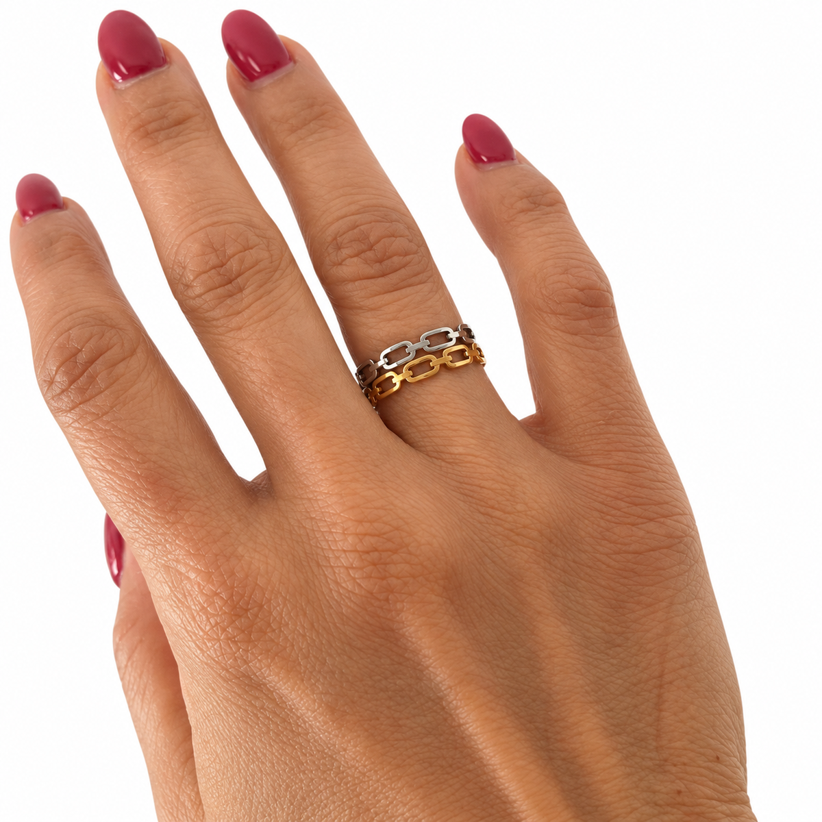 AURA Eslabón | Anillo de Cadena en Acero Inoxidable