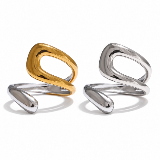 AURA Ondra | Anillo Orgánico Ajustable de Acero Inoxidable.