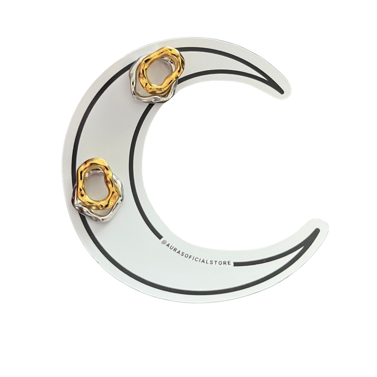 Aretes Dúo Metálico – Diseño Ondulado Bicolor