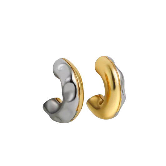 Arracadas Bicolor Elegantes – Acero Inoxidable en Dos Tonos