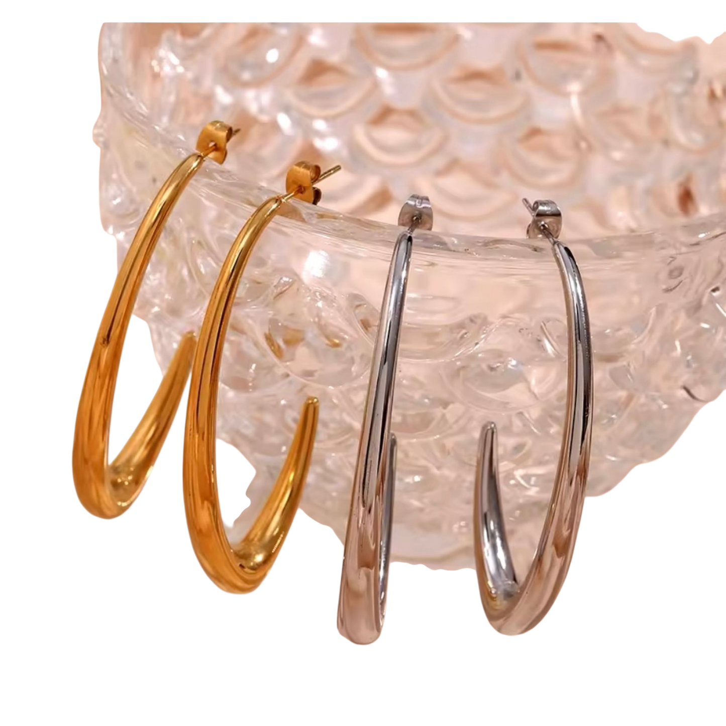 Arracadas en Forma de Gota de Acero Inoxidable -
