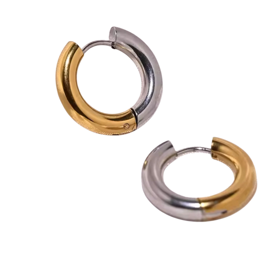 Arracadas de Acero Inoxidable  Chapados en Oro 18K y Plata
