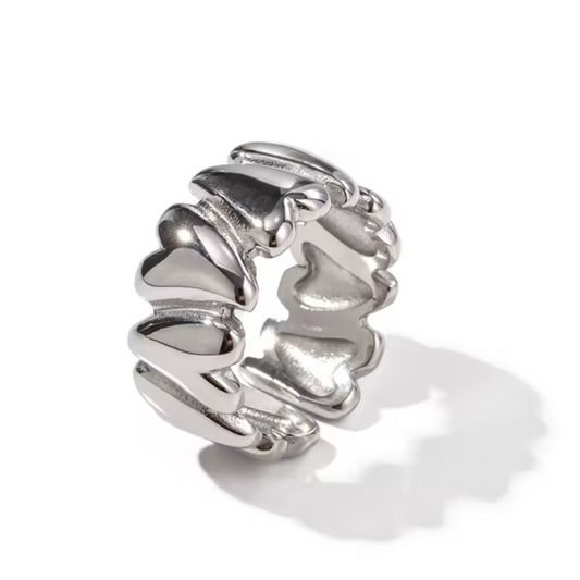Anillo Geométrico Domo – Acero Inoxidable Ajustable y Resistente al Agua