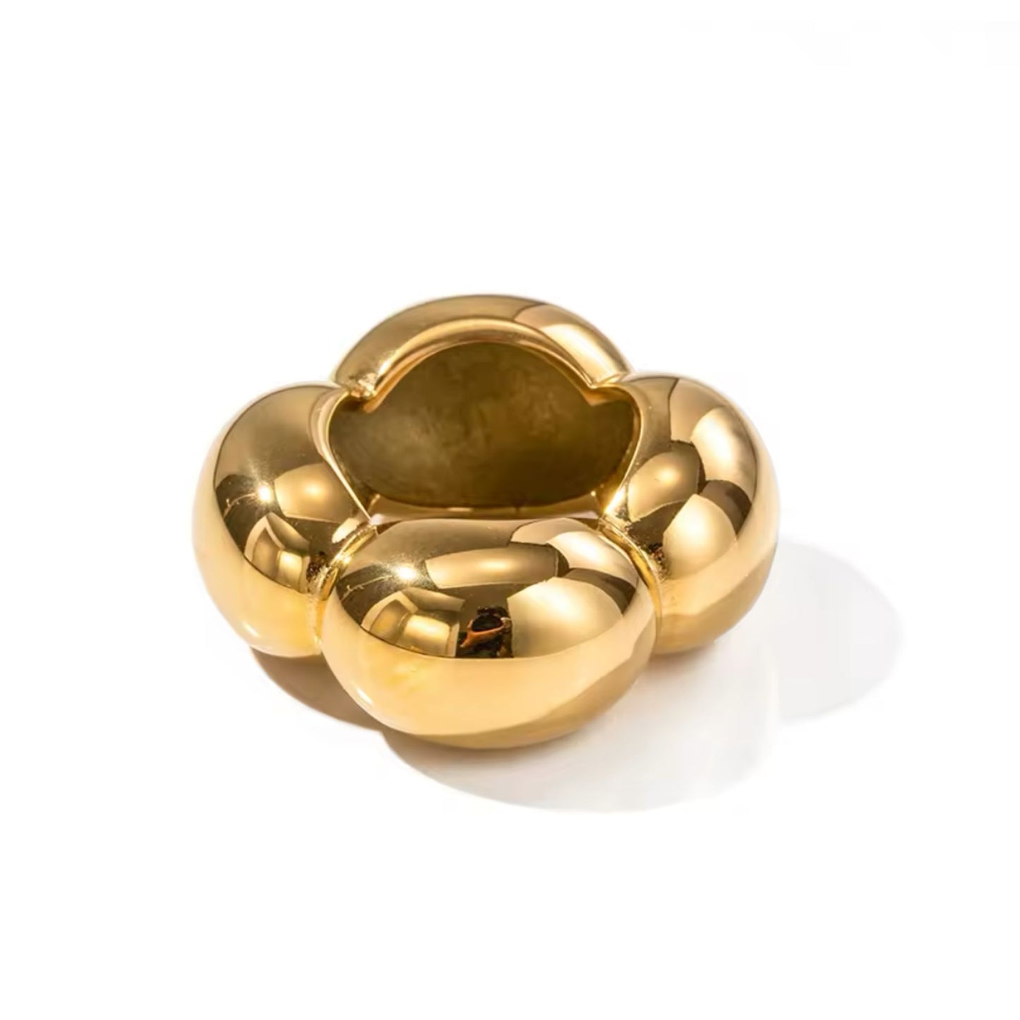 Anillo Geométrico Dorado – Acero Inoxidable Resistente al Agua