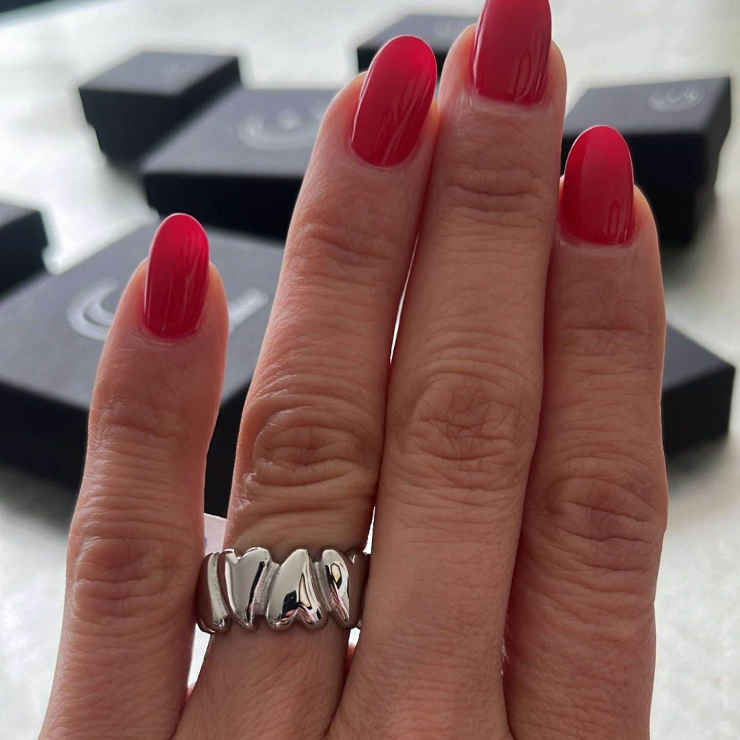 Anillo Geométrico Domo – Acero Inoxidable Ajustable y Resistente al Agua