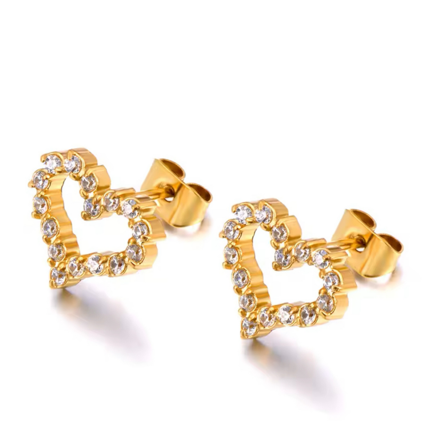 Aretes en Forma de Corazón con Zirconias – Brillo Delicado y Diseño Romántico