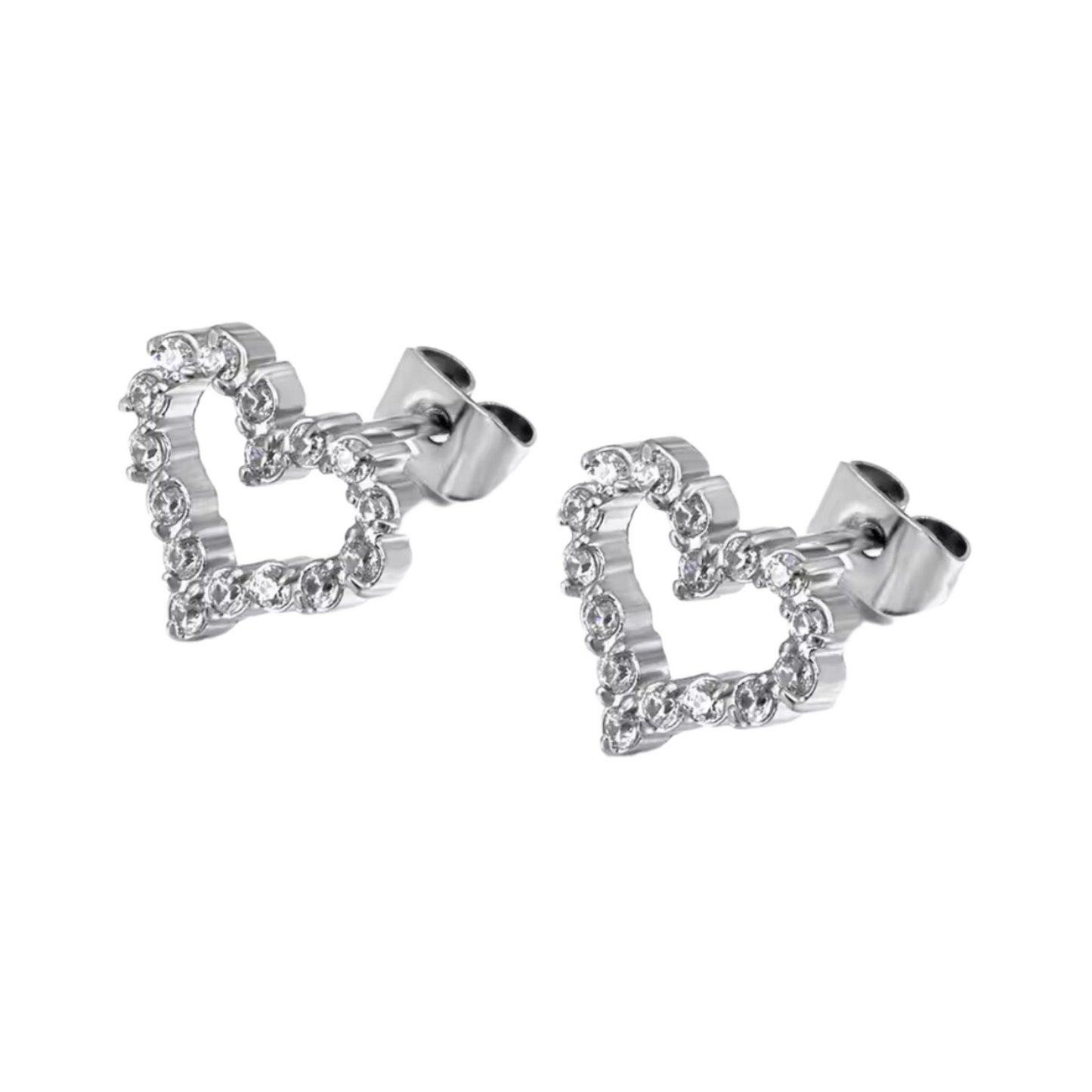 Aretes en Forma de Corazón con Zirconias – Brillo Delicado y Diseño Romántico