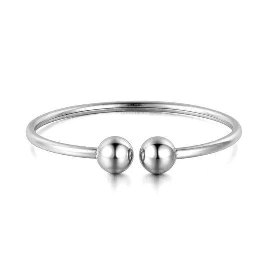 Brazalete Abierto Minimalista – Acero Inoxidable Doble Bola Ajustable