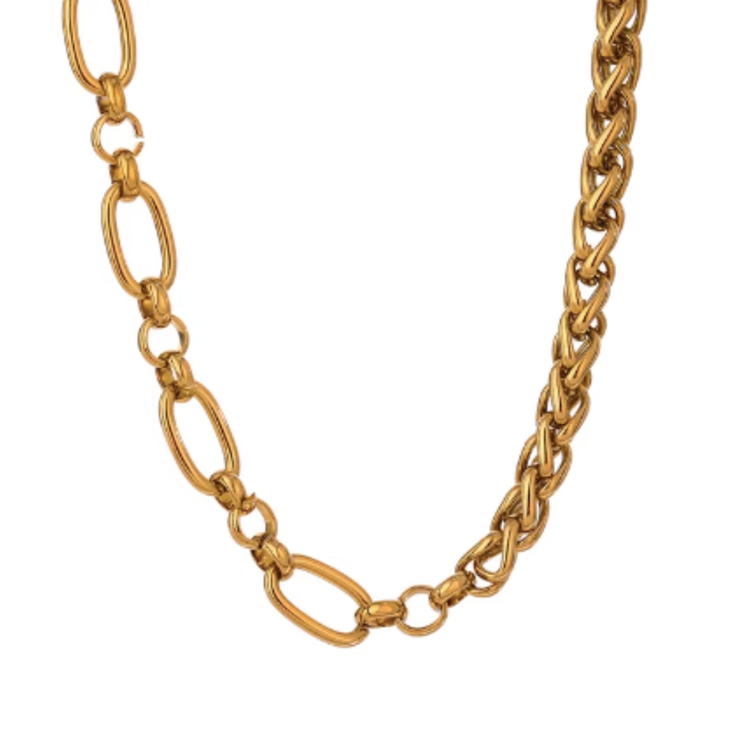 Collar de Acero Inoxidable con Baño de Oro – Dorado y Plateado