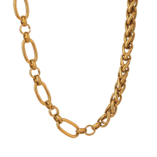 Collar de Acero Inoxidable con Baño de Oro – Dorado y Plateado