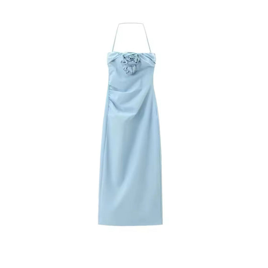 Vestido Midi Ajustado en Azul para Mujer
